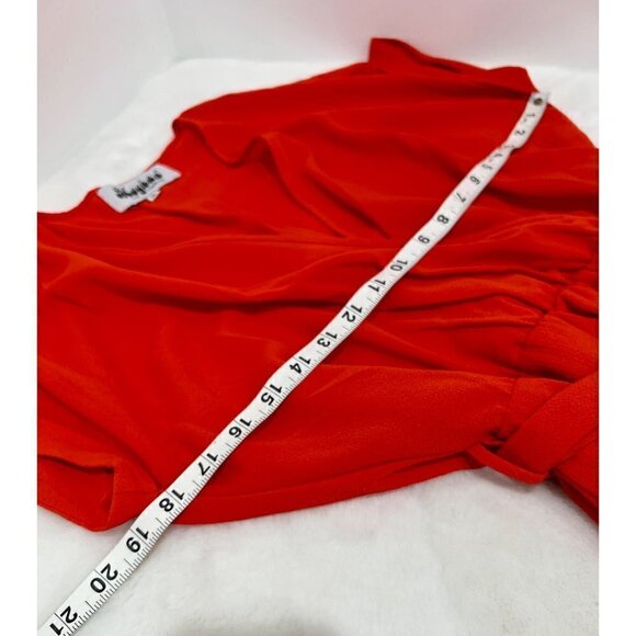 New MEGHAN LA Size M Jasmine Midi Dress wrap front w/tied waist belt Orange - Picture 5 of 13